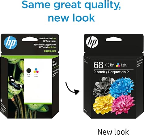 HP 68 Black/Tri-Color Ink Cartridges (2-Pack) | Works Envy 6100e, 6500e Series | Eligible for Instant Ink